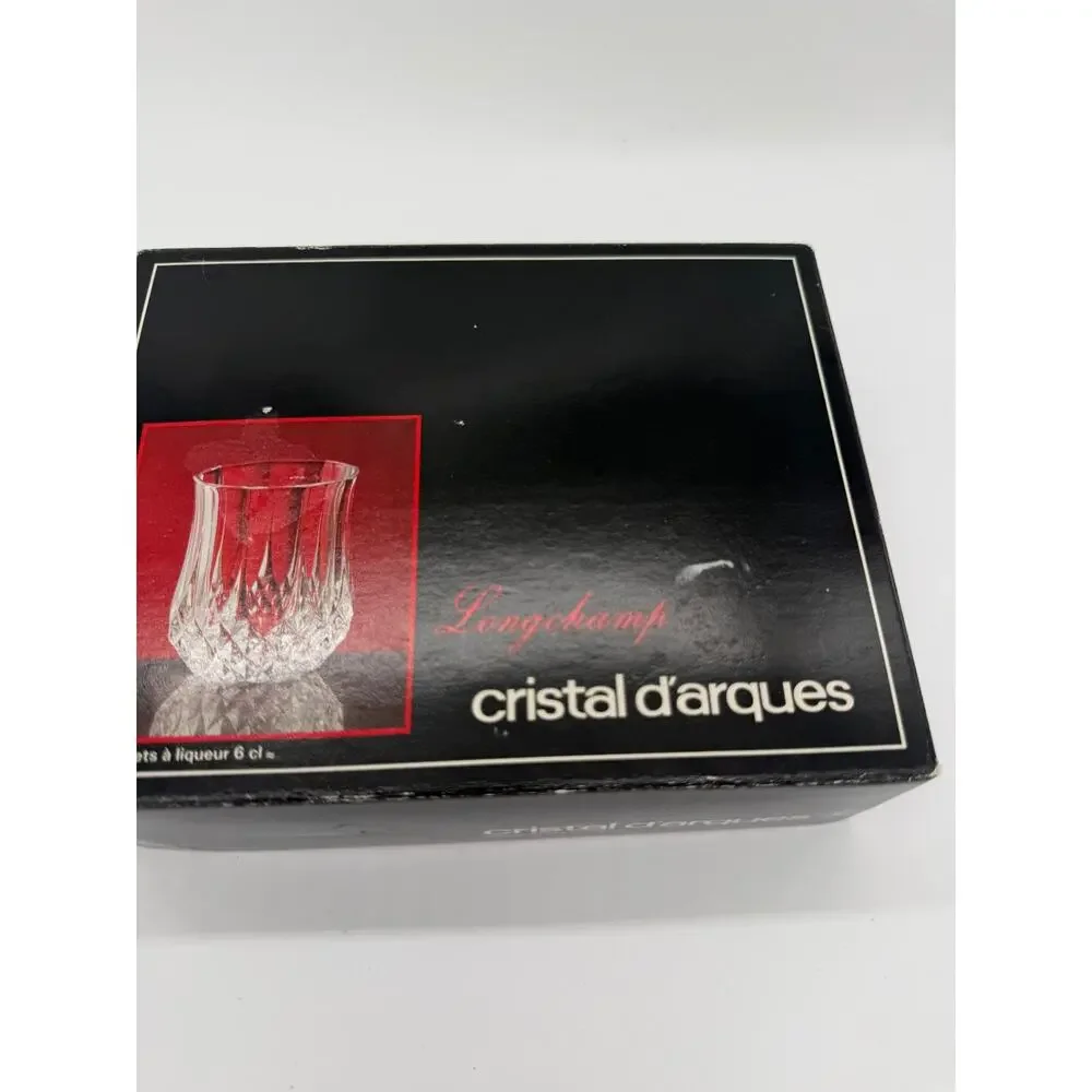 Cristal d’Arques Longchamp Crystal Shot Glasses 2 Oz Set of 6 in box New